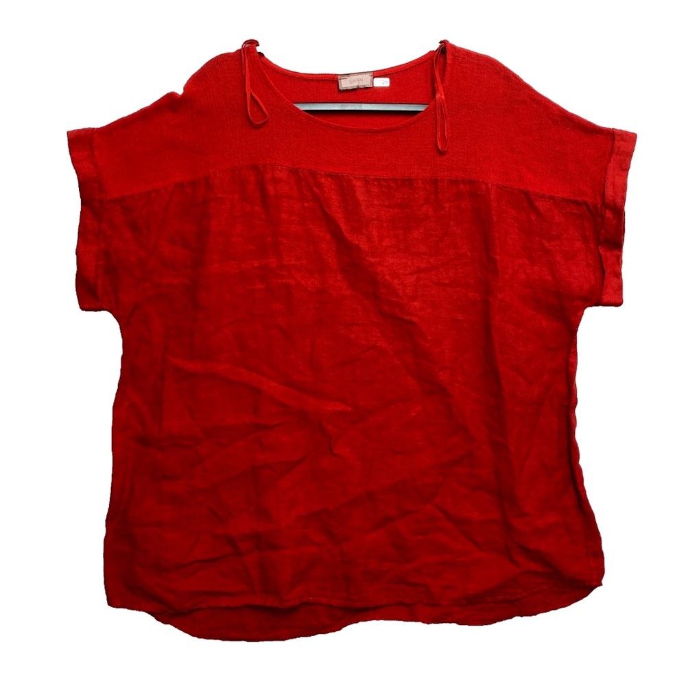 Saiph Linen Top Womens 3X Red Dolman Sleeves Shirt